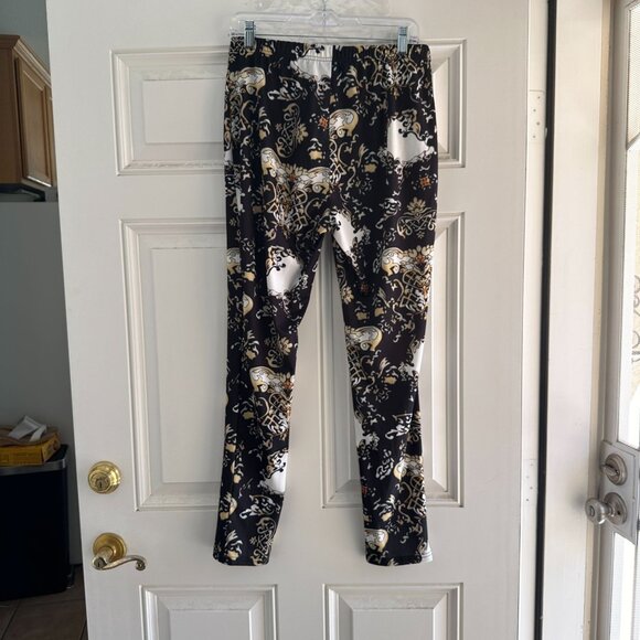Womens Baroque Print Fashion Pants & Jacket Set Black & Gold Size M - Picture 5 of 5